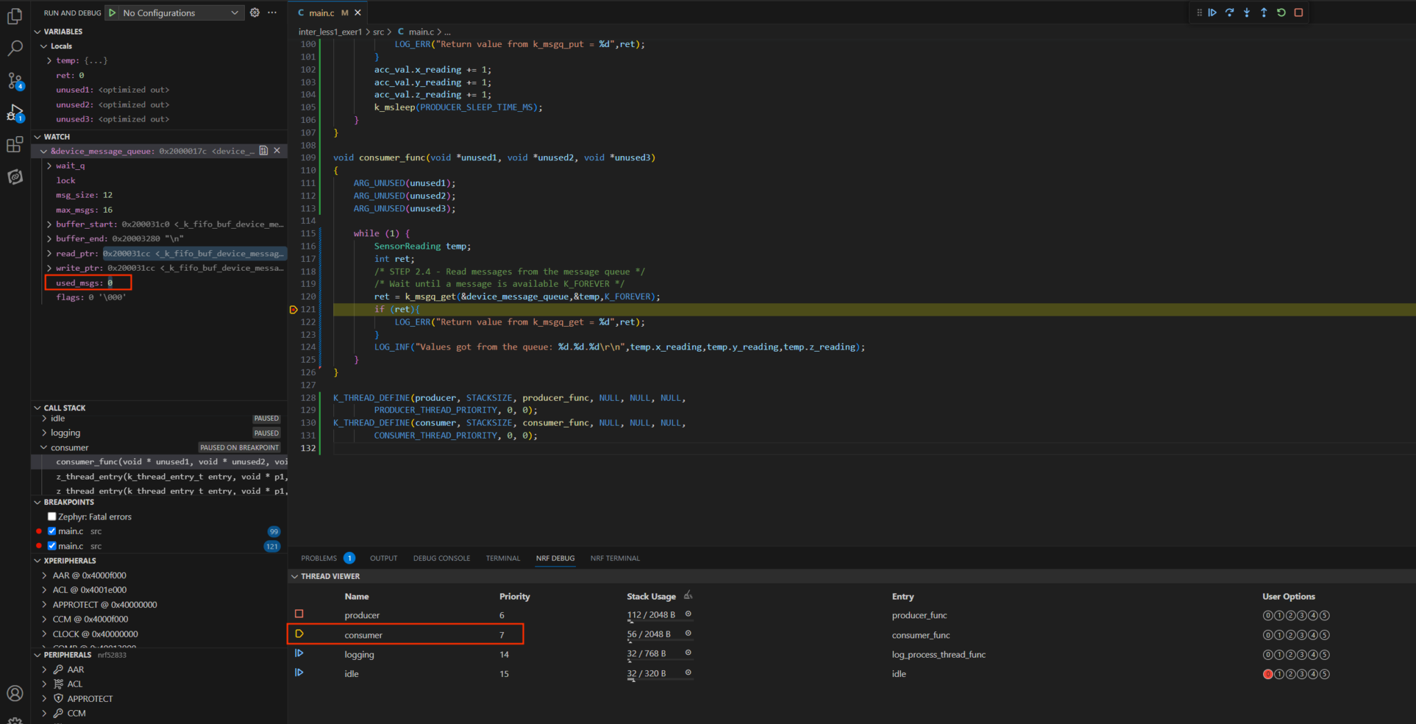 Exercise 1 - Exploring threads and ISRs - Nordic Developer Academy